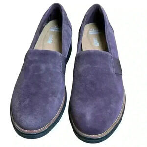 Clarks Collection Sharon Dolly Slip On Loafer Aubergine Dusty Purple Suede 6.5